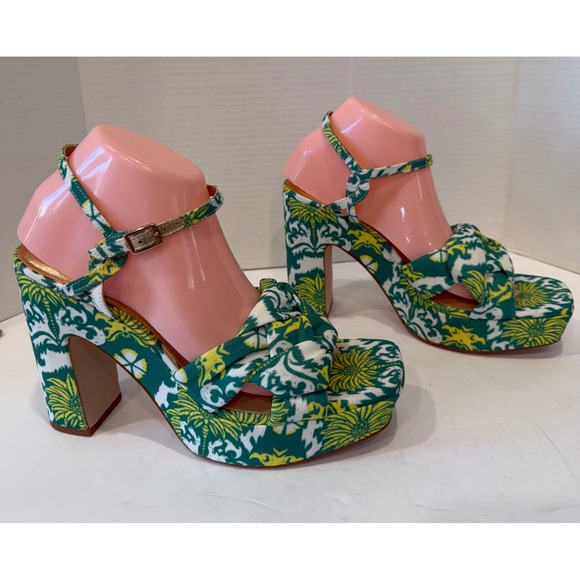 NWT Antonio Melani Mya Royal Palm Print Braided Platform Dress Sandals Sz 9.5M - Picture 3 of 13